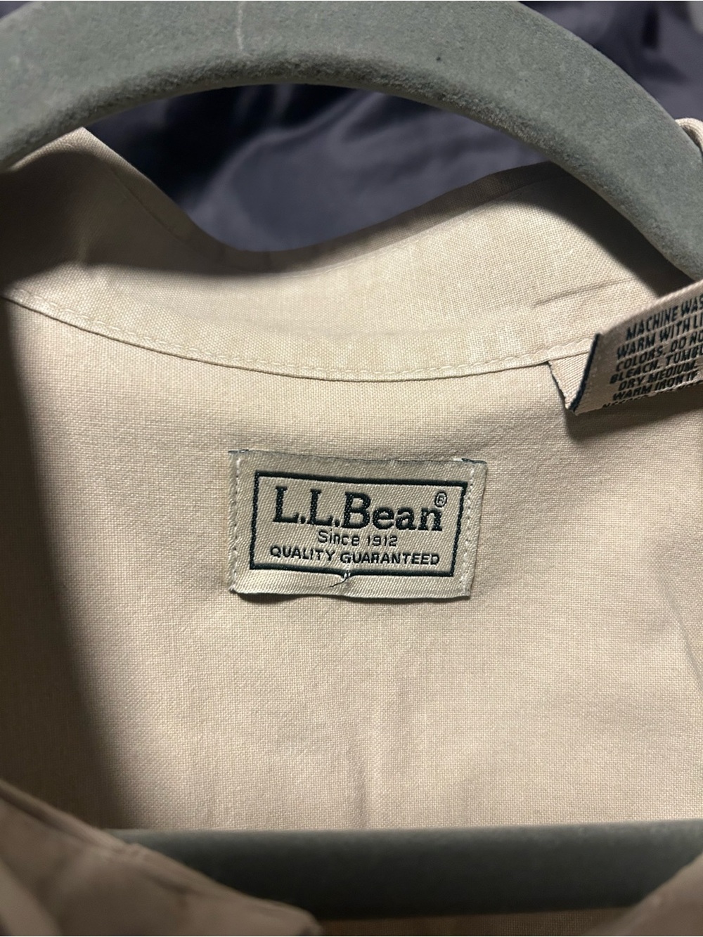 Vintage L.L. Bean Beige Men's Cotton Shirt Made in Canada